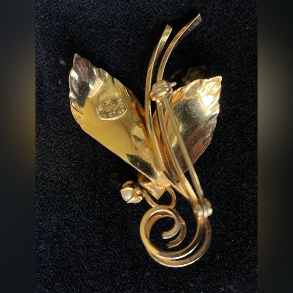 Hobé - Vintage Brooch / Pin - 12kf - Pearl - Jade - Picture 2 of 6